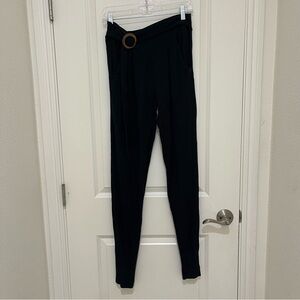 LES LUNES Soft Black Skinny Pants Trousers with Belt Size S/XS
